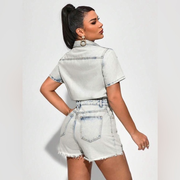 SHEIN SXY | Denim Romper - Picture 2 of 9